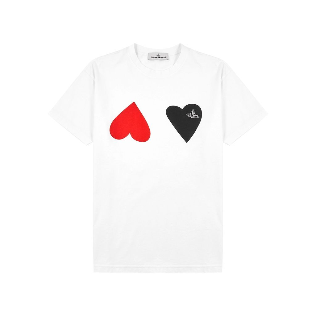 Heart-print Cotton T-shirt - White - M