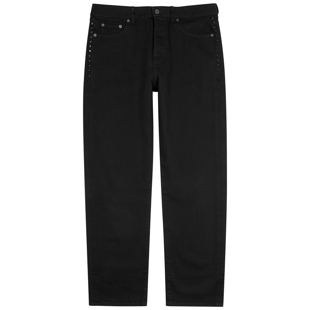 Stud-embellished Straight-leg Jeans - Black - W32
