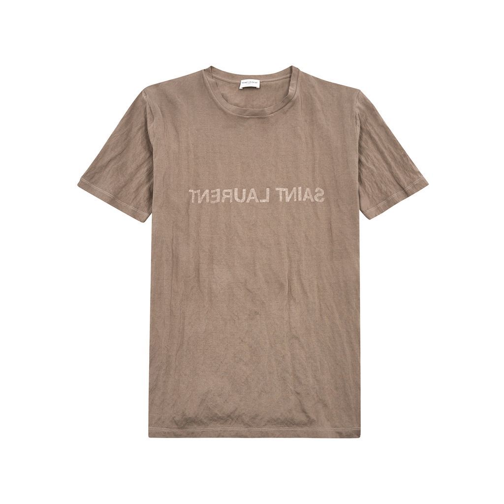Logo-print Cotton-blend T-shirt - Taupe - S