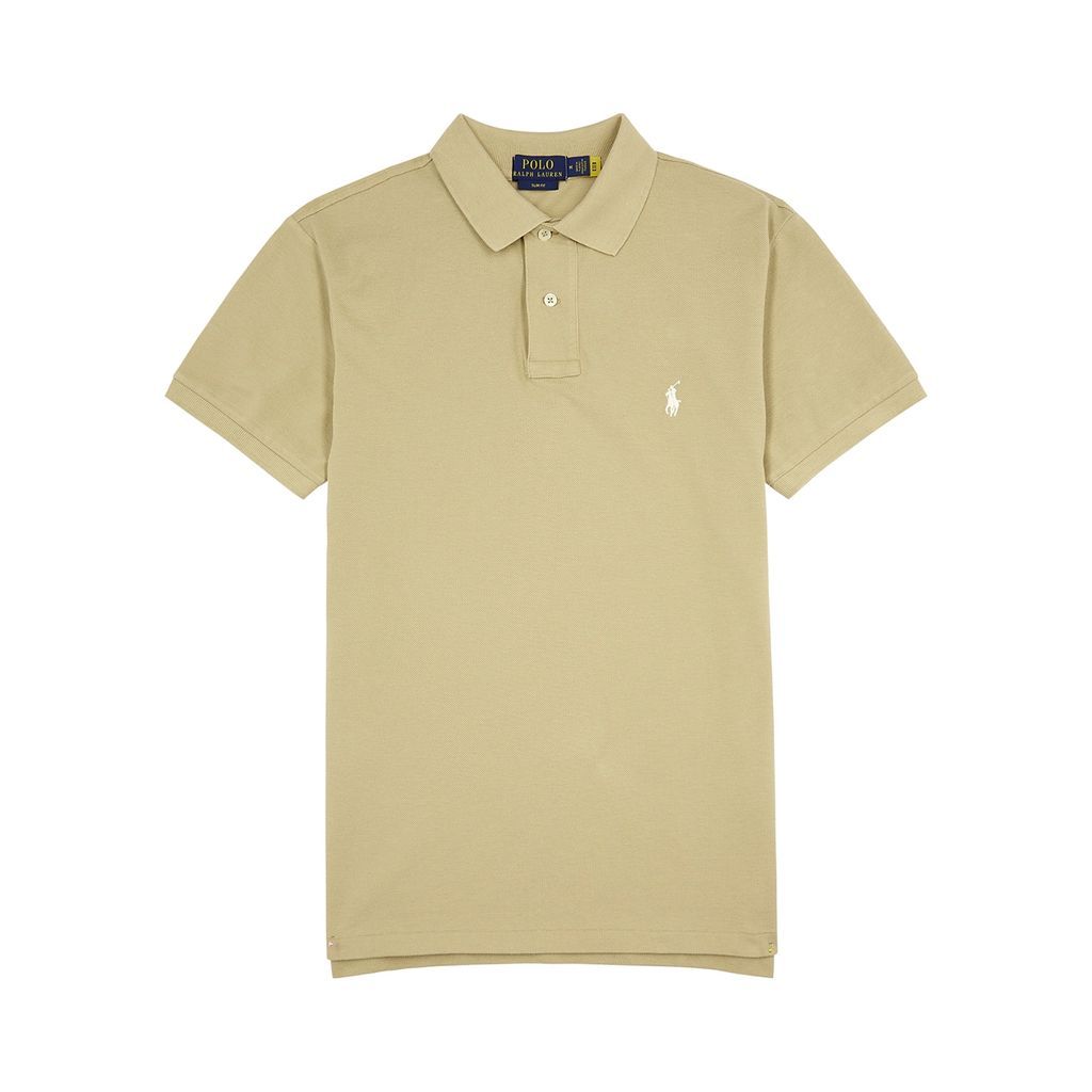 Logo Piqué Cotton Polo Shirt - Beige - M