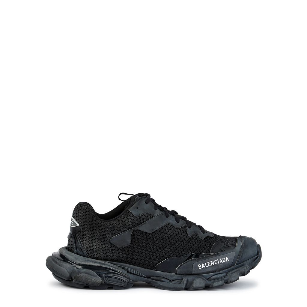 Track Distressed Panelled Mesh Sneakers - Black - 9