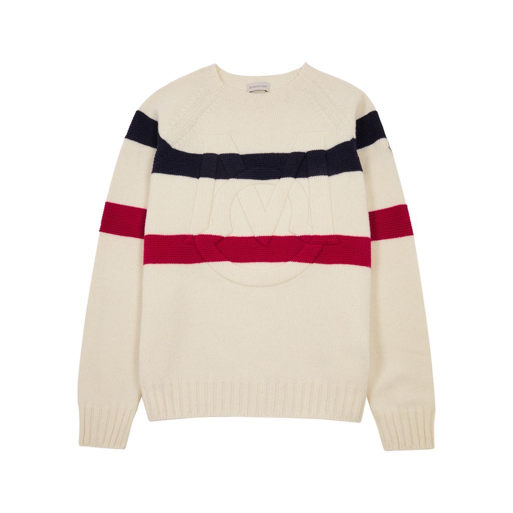 Striped Logo Wool And Cashmere-blend Jumper - Cream - M