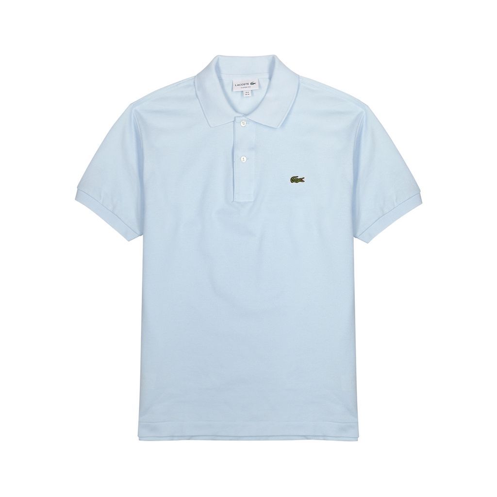 Light Blue Piqué Cotton Polo Shirt - 4