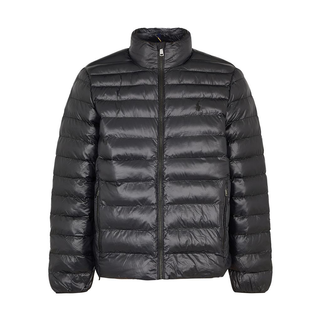 Quilted Glossed Shell Jacket - Black - S