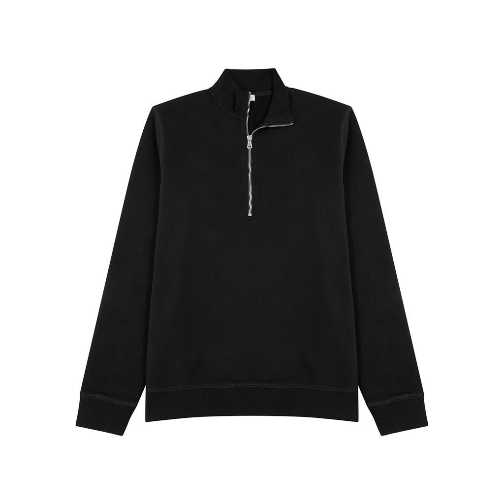 Half-zip Cotton Sweatshirt - Black - M
