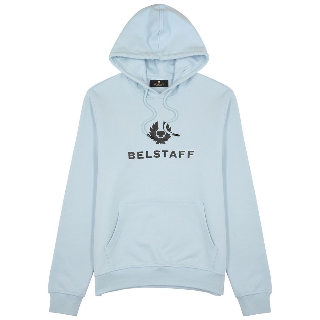 Logo Hooded Cotton Sweatshirt - Light Blue - S