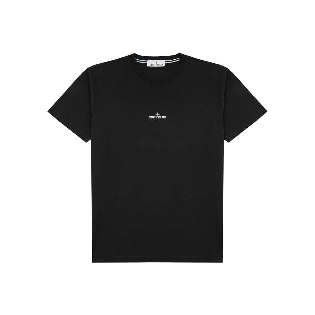 Digital Compass Printed Cotton T-shirt - Black - M