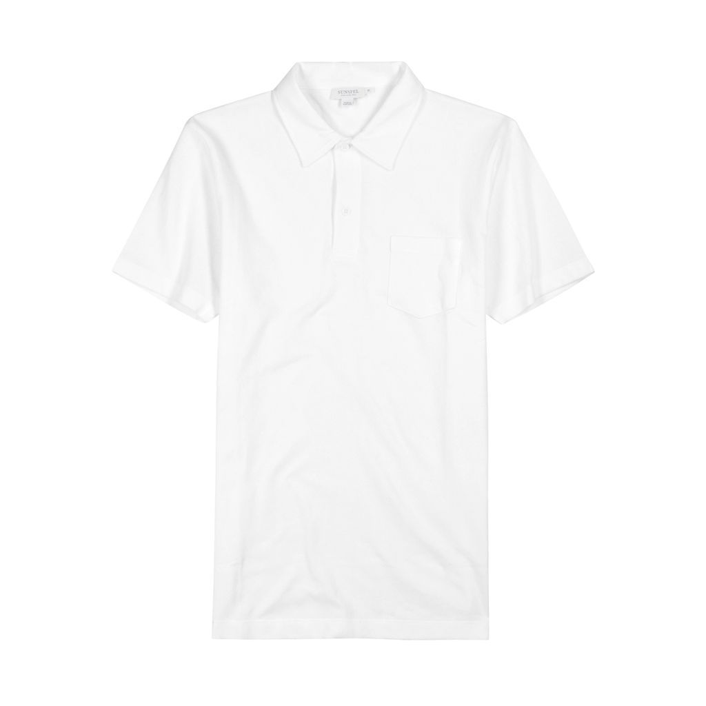 Riviera Piqué Cotton Polo Shirt - White - XL