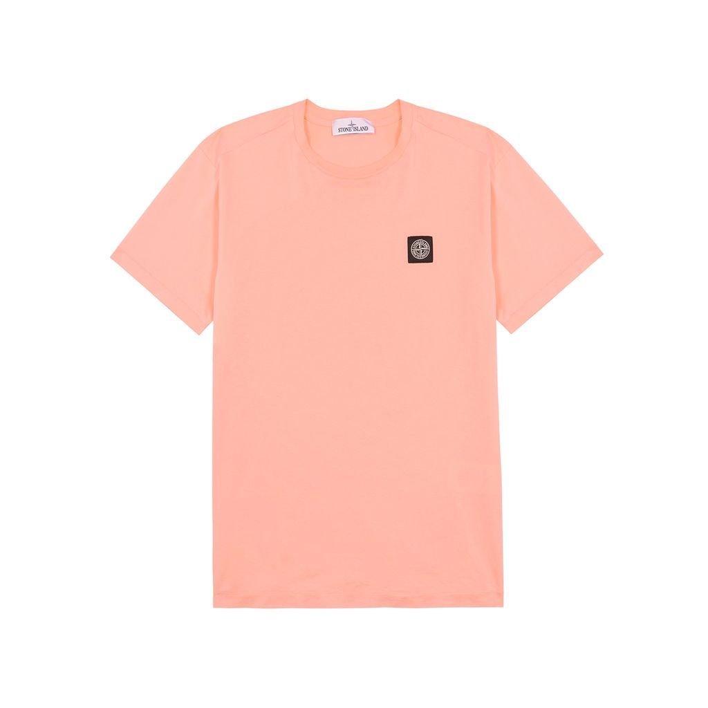 Coral Logo Cotton T-shirt - Peach - L