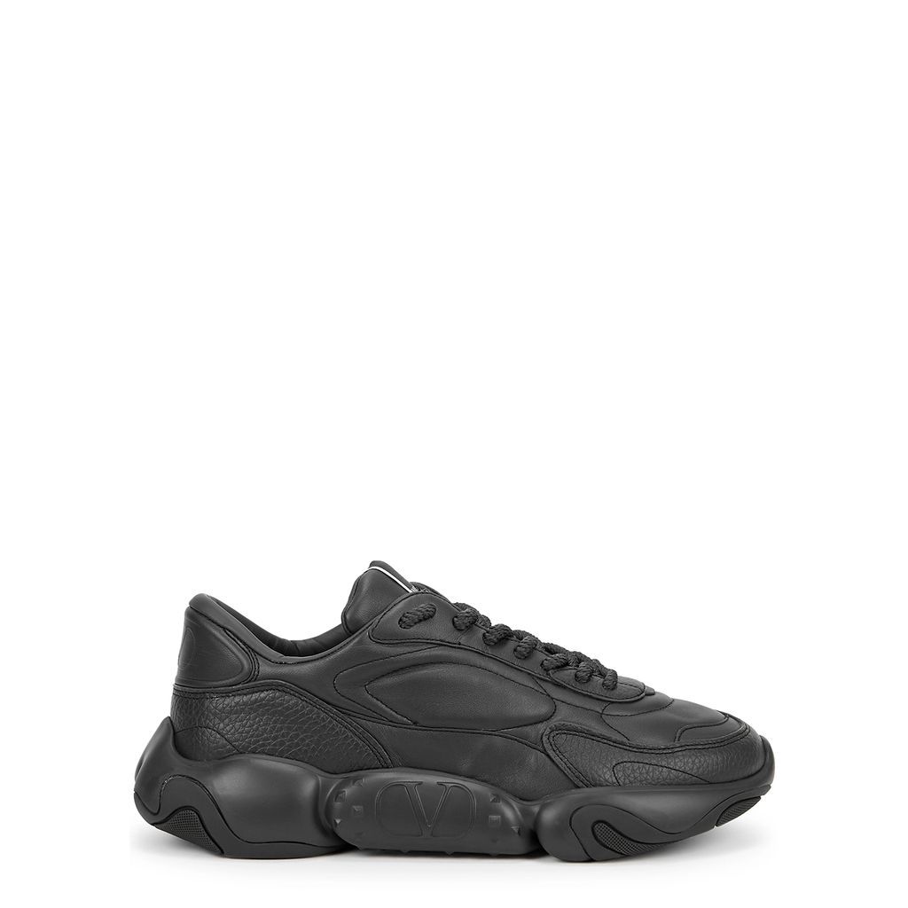 Valentino Garavani Bubbleback Charcoal Leather Sneakers - Dark Grey - 8