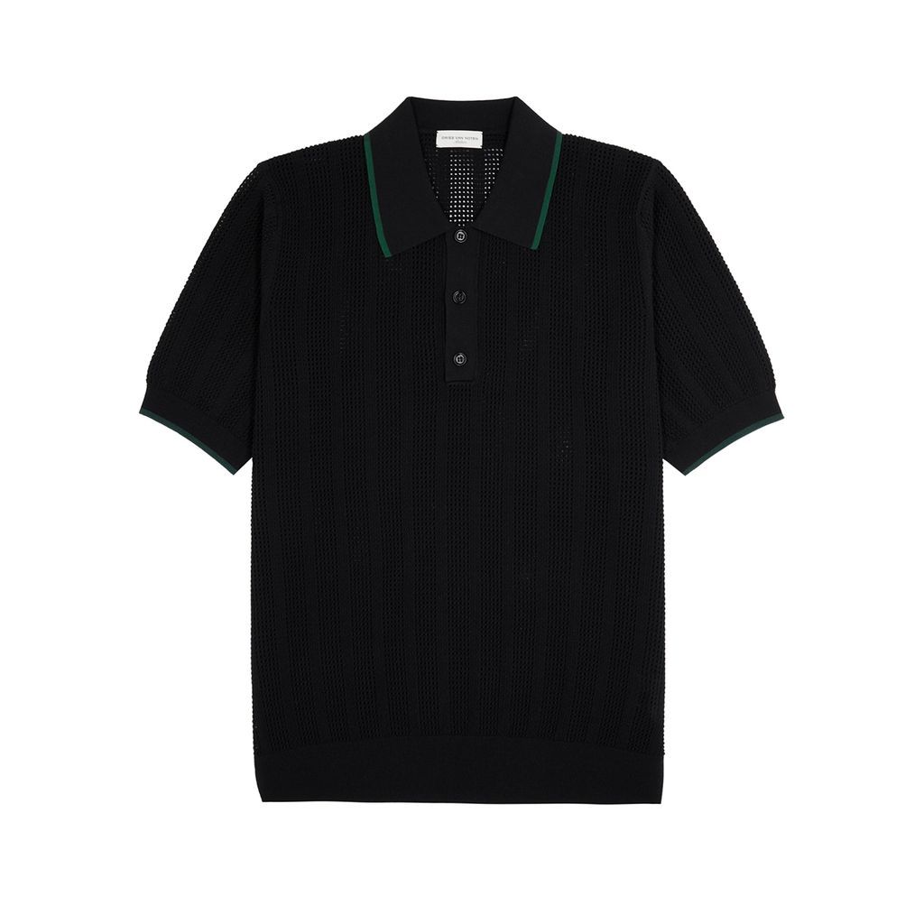 Mirko Open-knit Polo Shirt - Black - L