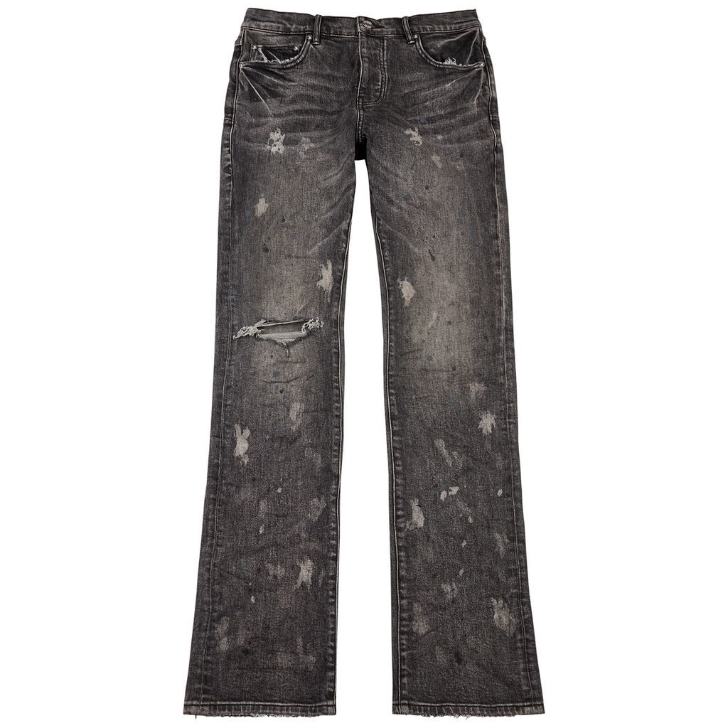 Distressed Slim-leg Jeans - Black - W36