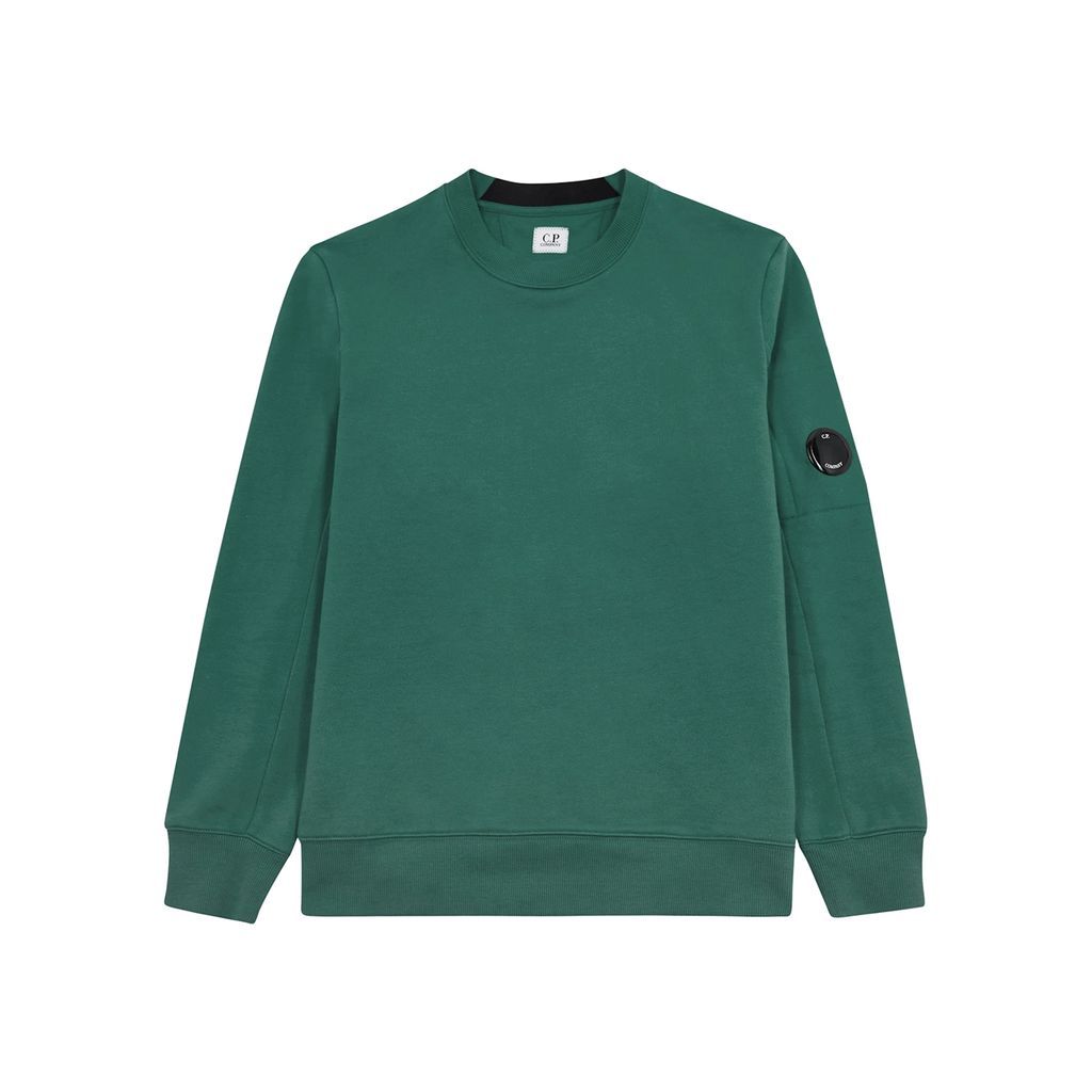 Diagonal Raised Cotton Sweatshirt - Green - L