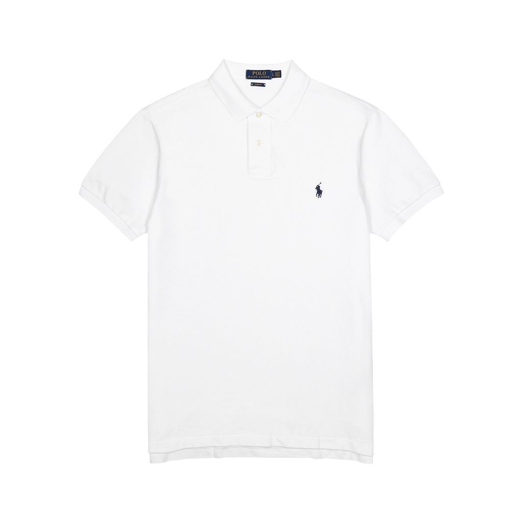 White Slim Piqué-cotton Polo Shirt - L