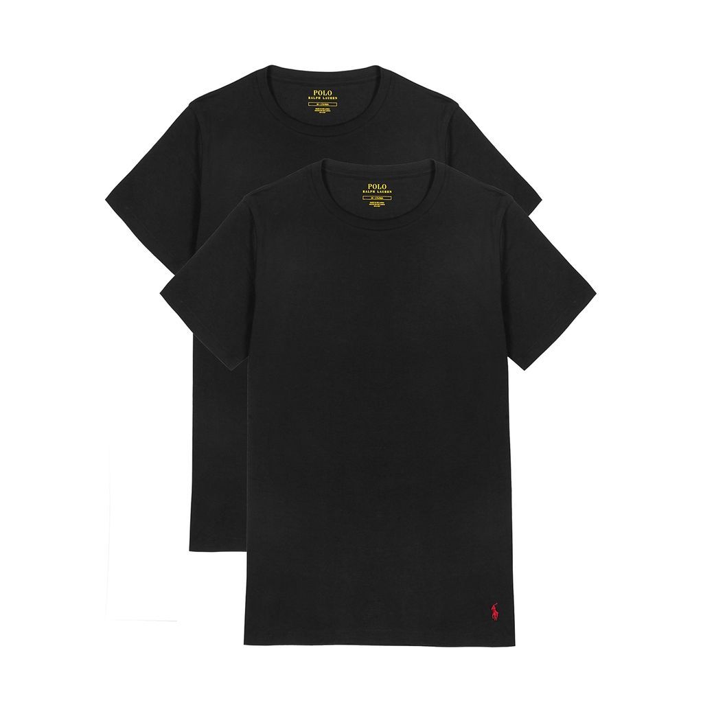 Black Stretch-cotton T-shirt - Set Of Two - XL