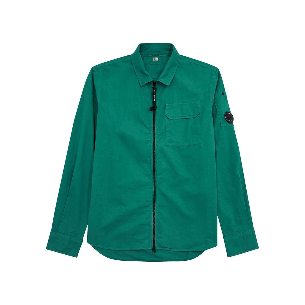 Cotton Gabardine Overshirt - Green - XL