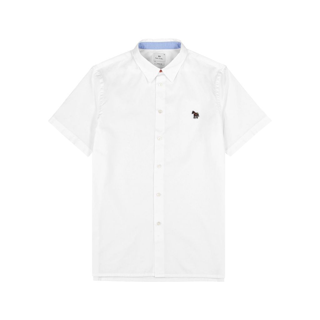 White Logo Cotton Shirt - S