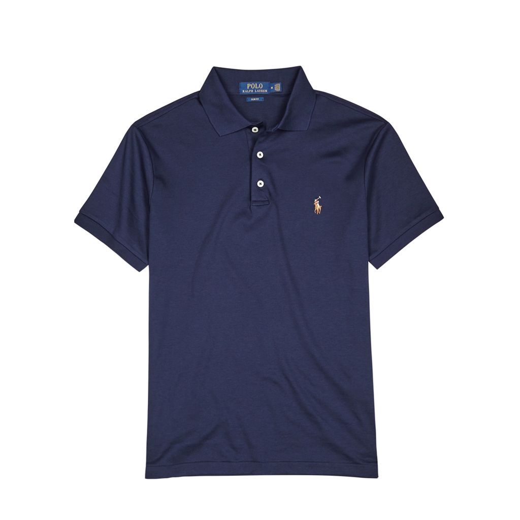 Navy Slim Pima Cotton Polo Shirt - XXL