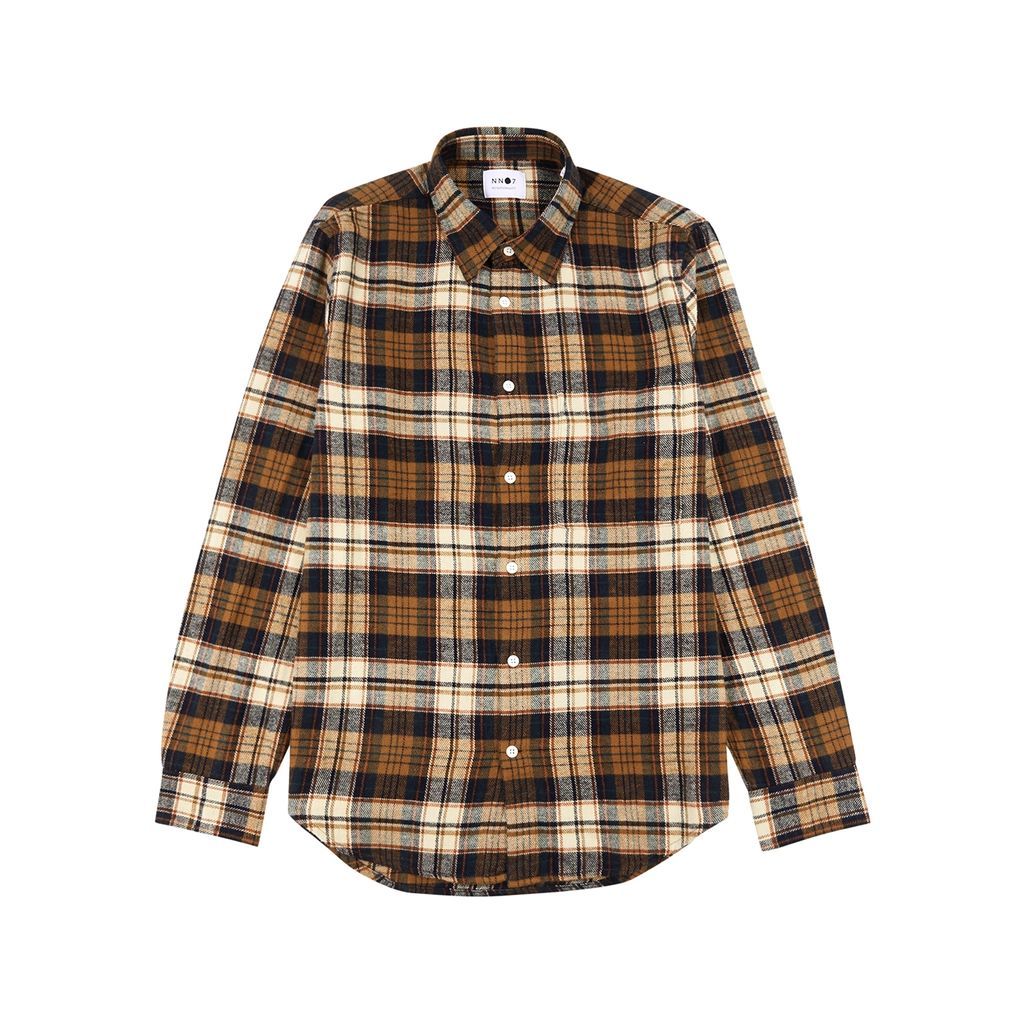 New Arne Checked Flannel Shirt - Brown - M