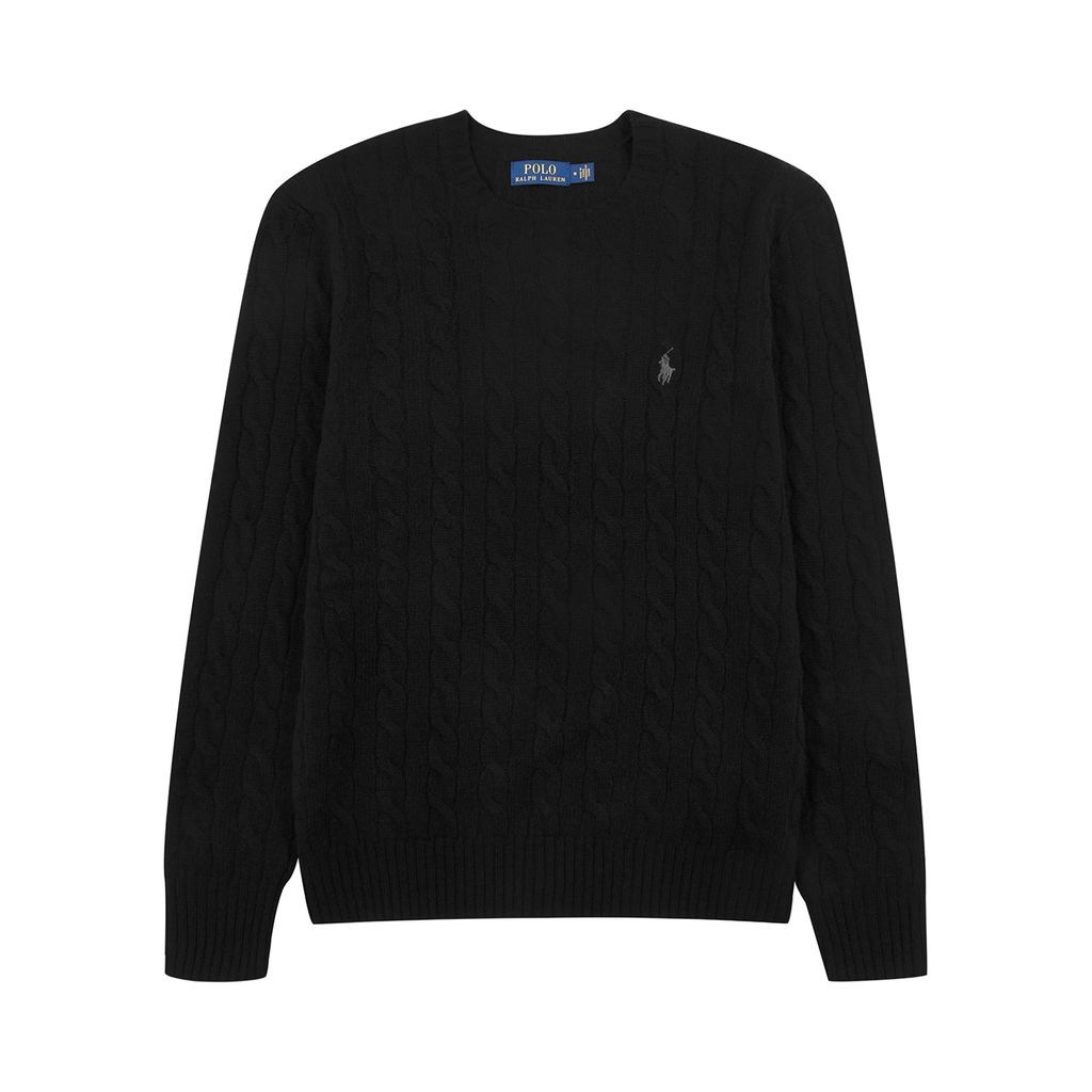 Cable-knit Wool-blend Jumper - Black - L