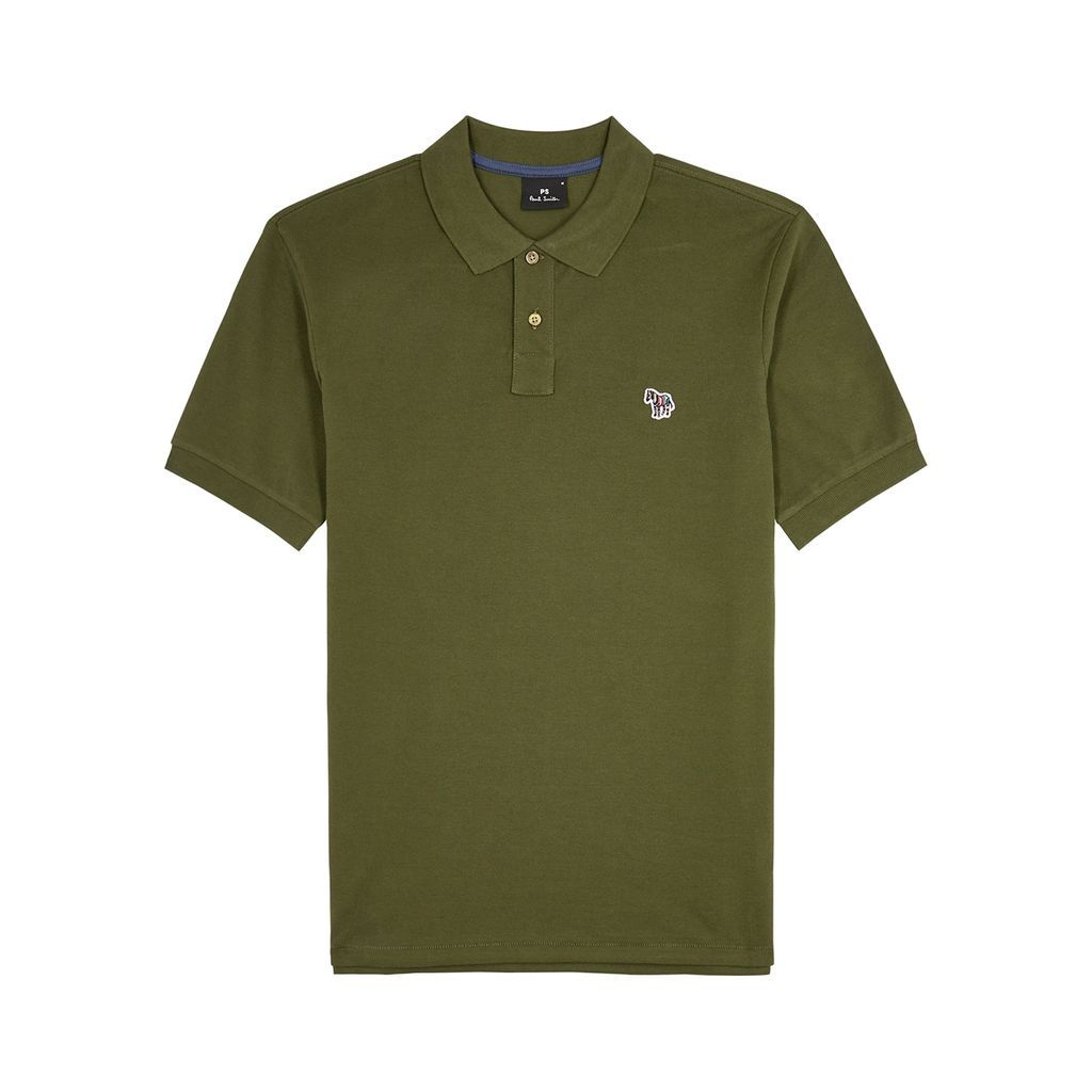Logo Piqué Cotton Polo Shirt - Green - S