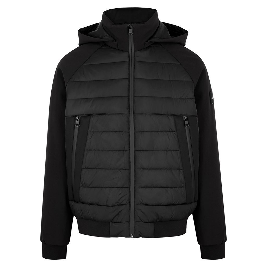 Panelled Quilted Shell Jacket - Black - M
