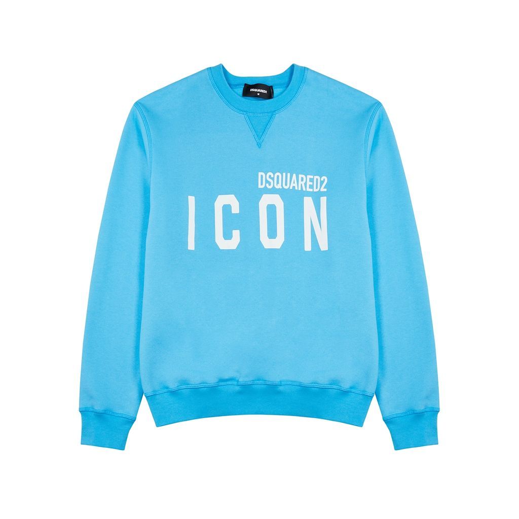 Classic Icon Logo-print Cotton Sweatshirt - Blue And White - M