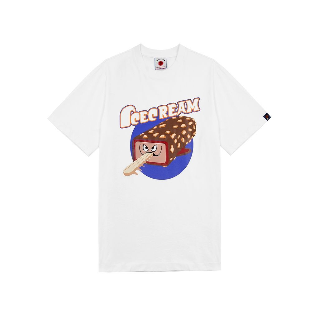 Crunchy Shark Printed Cotton T-shirt - White - M