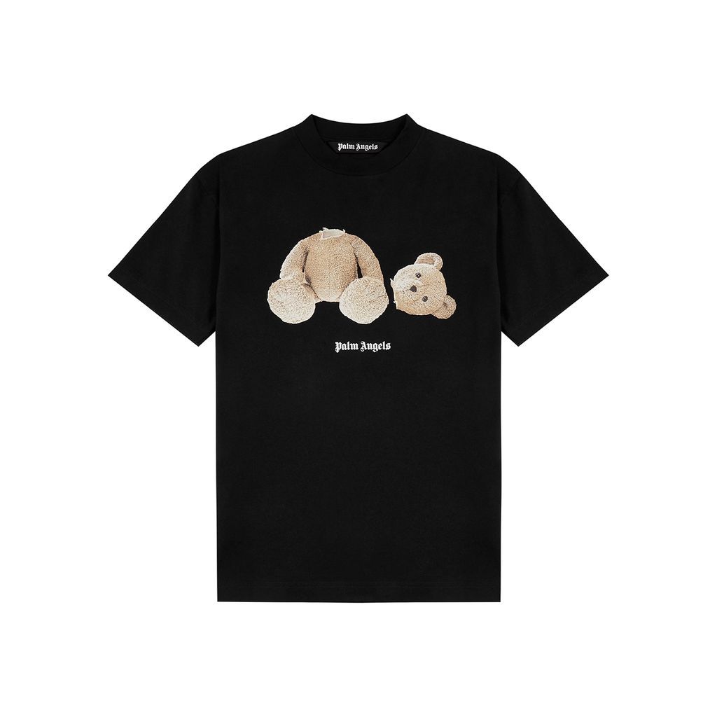 Bear-print Cotton T-shirt - Black - XS