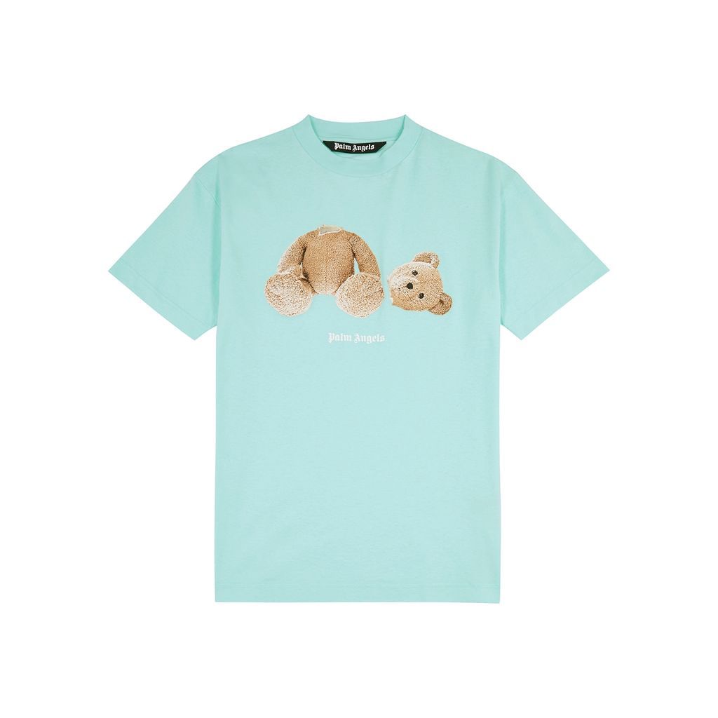 Bear-print Cotton T-shirt - Blue - M