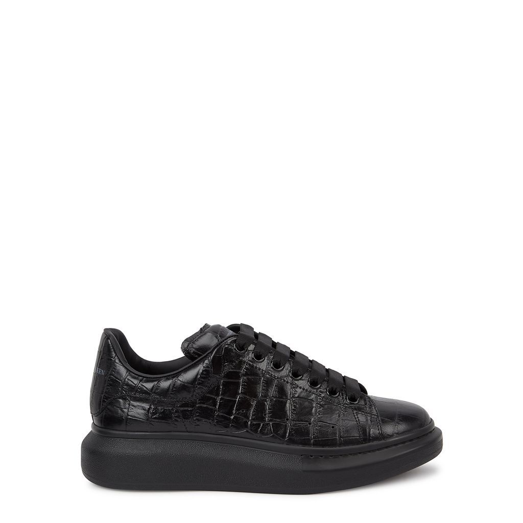 Oversized Black Crocodile-effect Leather Sneakers - 9