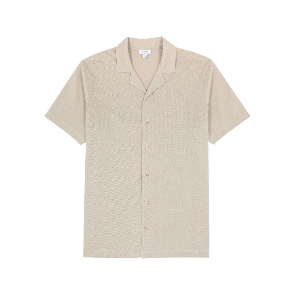 Riviera Mesh Cotton Shirt - Beige - L