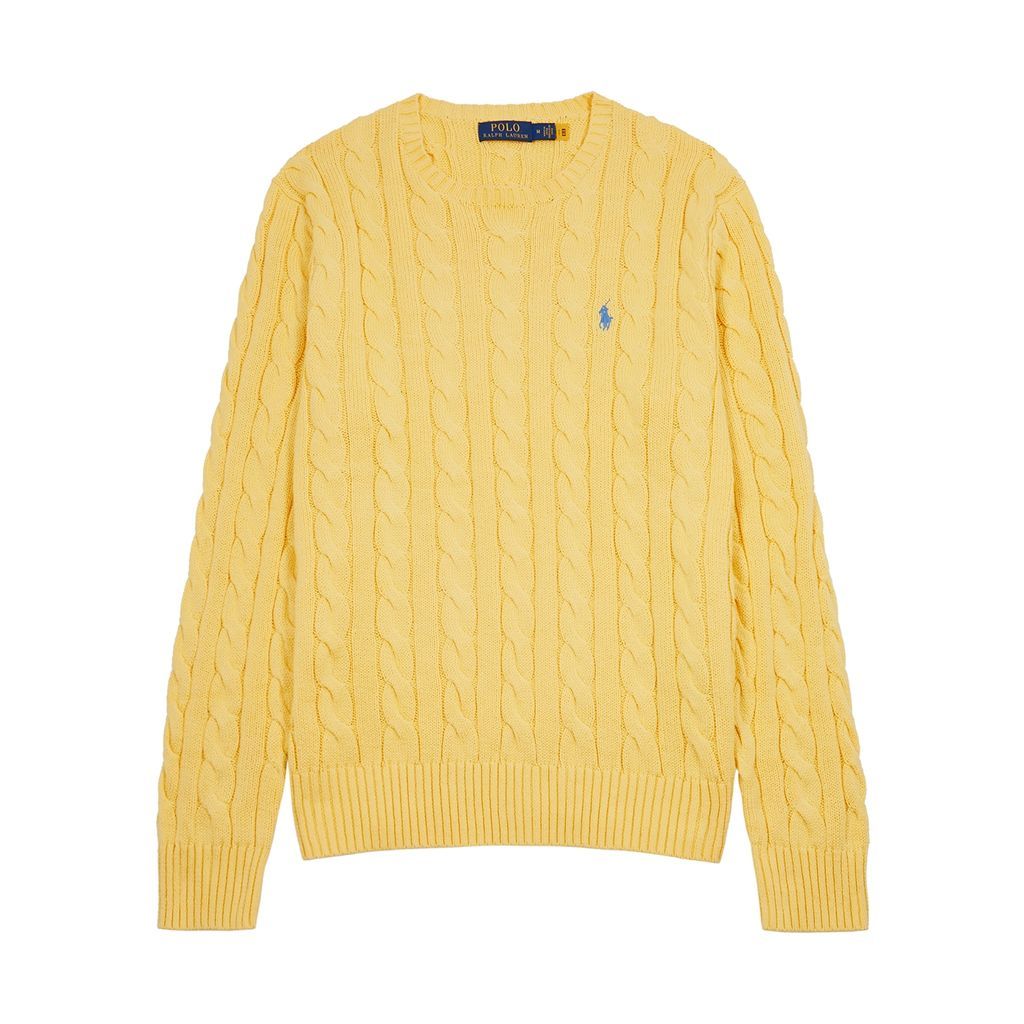 Cable-knit Cotton Jumper - Yellow - L