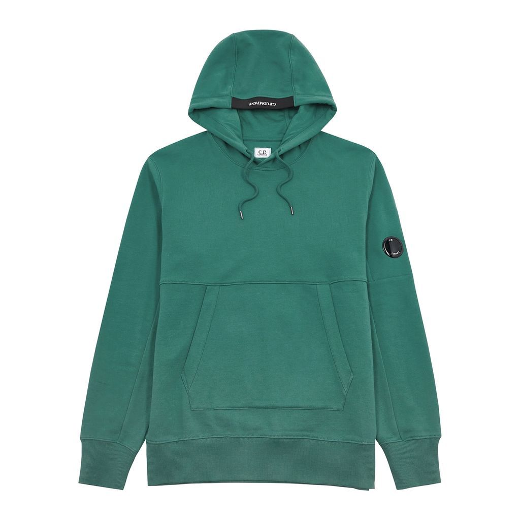 Diagonal Raised Hooded Cotton Sweatshirt - Green - M