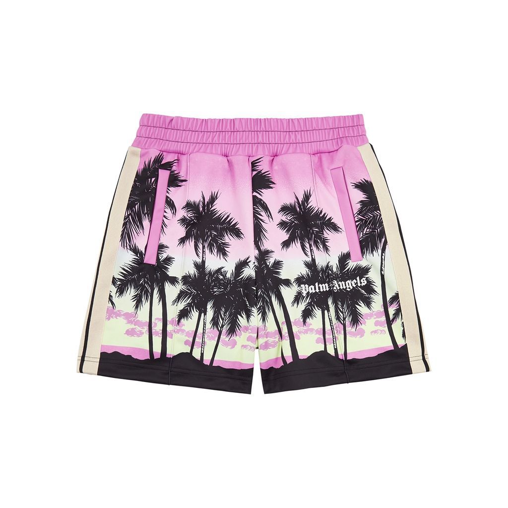 Printed Jersey Track Shorts - Pink - M
