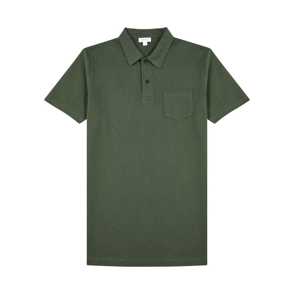Riviera Cotton-mesh Polo Shirt - Khaki - S