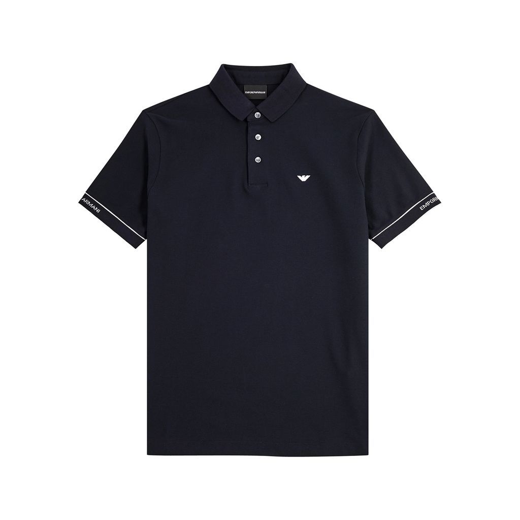 Piqué Cotton Polo Shirt - Navy - S