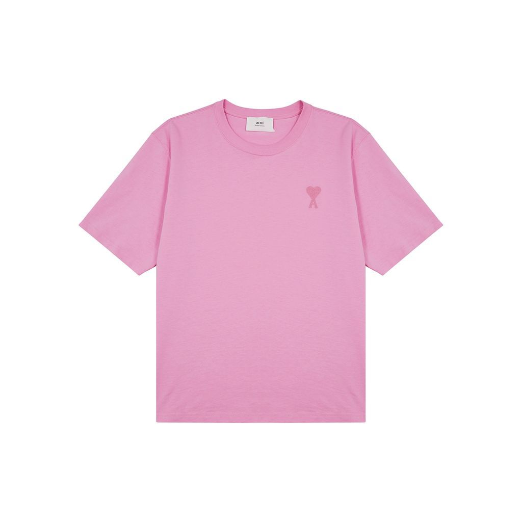 Logo-embroidered Cotton T-shirt - Light Pink - M