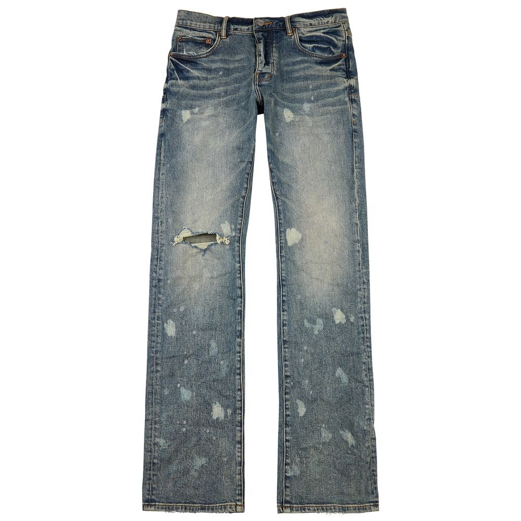 Distressed Slim-leg Jeans - Indigo - W34