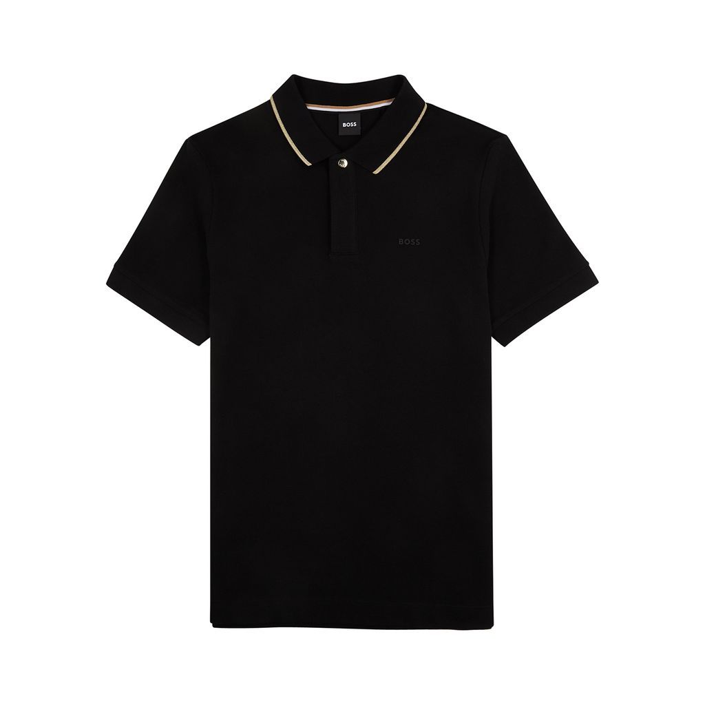 Piqué Cotton Polo Shirt - Black - M