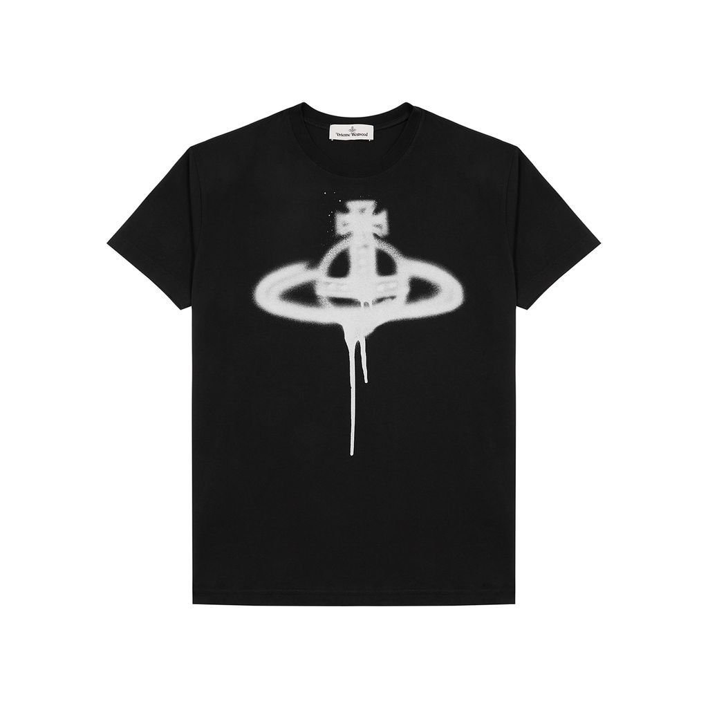 Orb-print Cotton T-shirt - Black - M