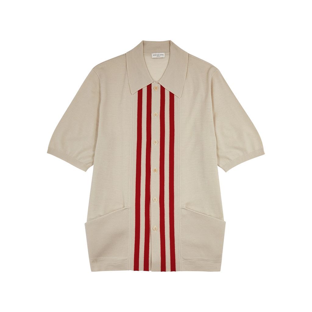 Maarten Stripe-intarsia Wool Shirt - Cream - L