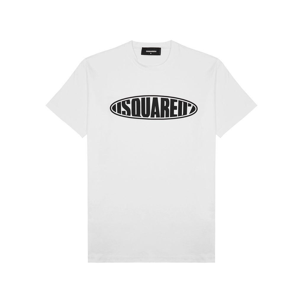 Surf Board Logo Cotton T-shirt - White And Black - M