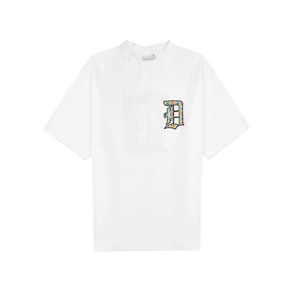 Embroidered Cotton T-shirt - White - L