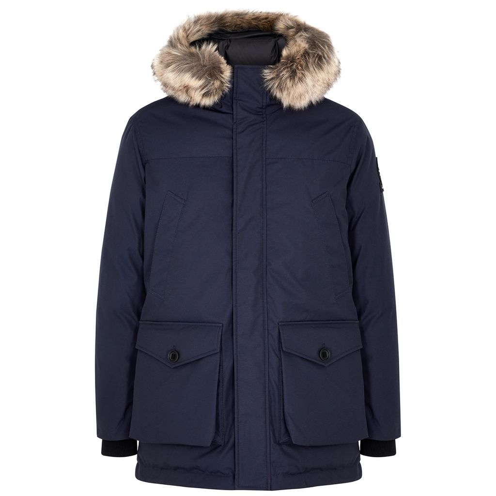 Chester Faux Fur-trimmed Shell Parka - Navy - L