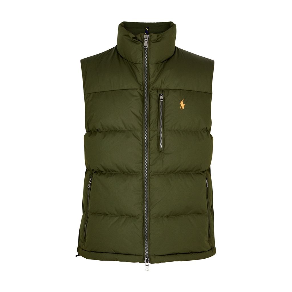 Logo Quilted Shell Gilet - Olive - S