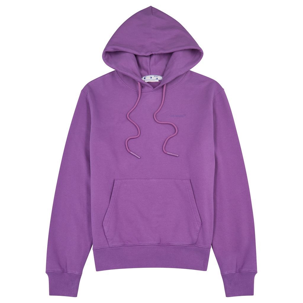 Diag Tab Hooded Cotton Sweatshirt - Purple - L