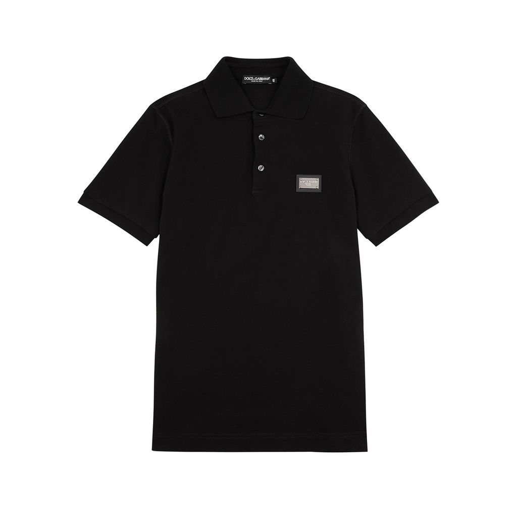 Piqué Cotton Polo Shirt - Black - 46