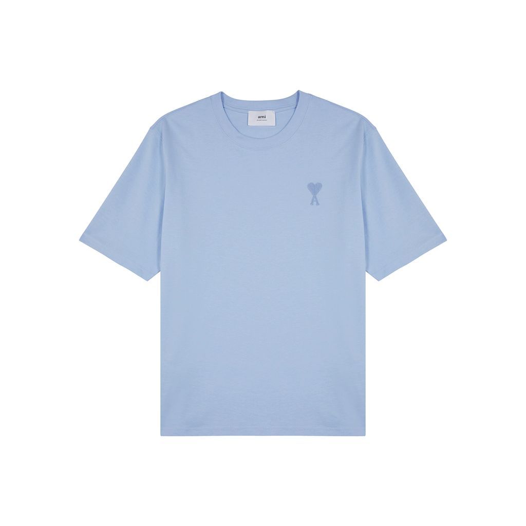 Logo-embroidered Cotton T-shirt - Light Blue - S