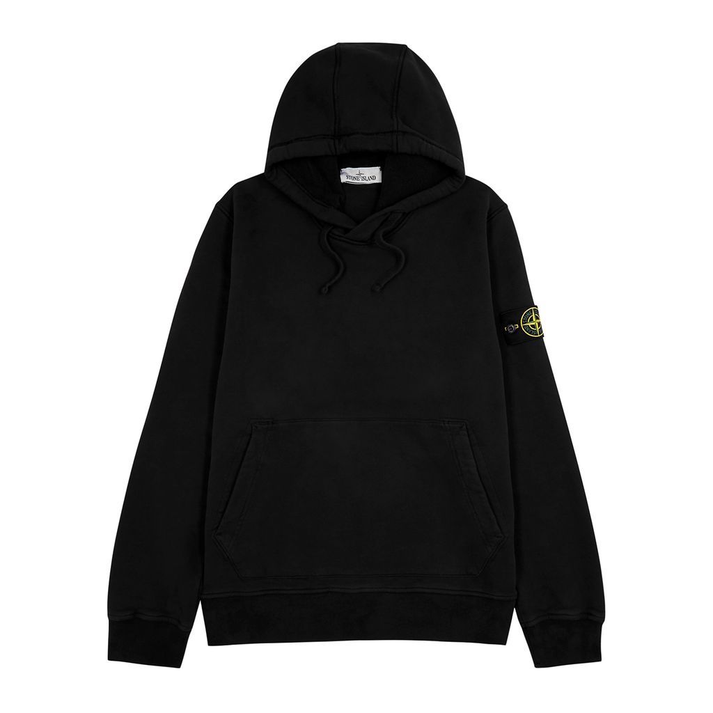 Logo Hooded Cotton Sweatshirt - Black - M